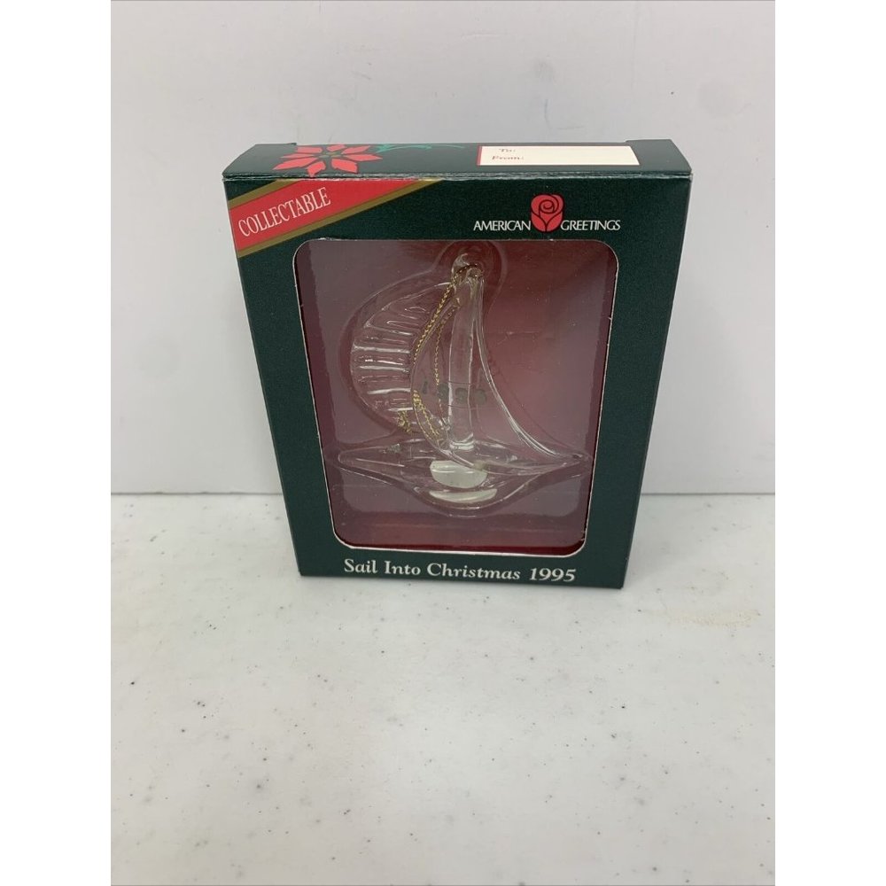 American Greetings Sail Into Christmas 1995‎ Vintage Glass Sailboat Ornament